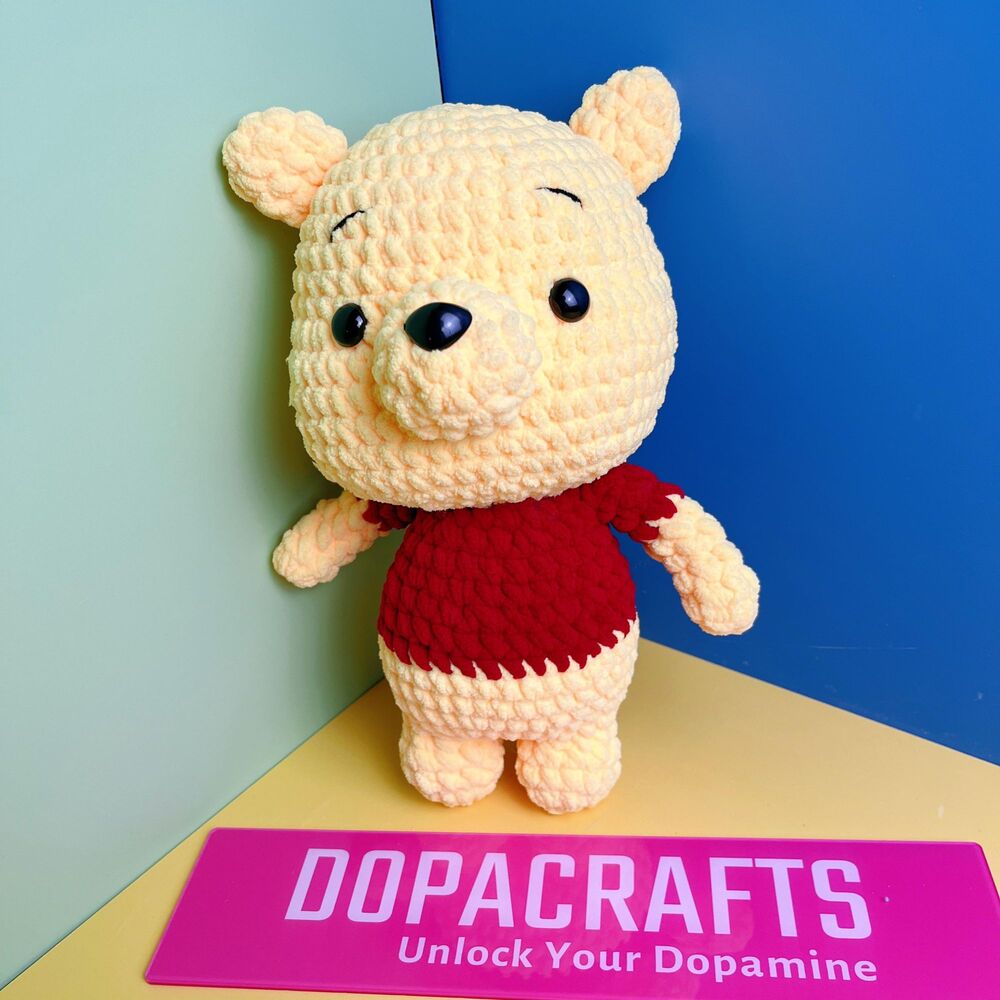 Winnie the Pooh Crochet Doll | Amigurumi Pooh Bear Plush | Cute Yellow Bear Toy